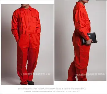 

M-4XL Jumpsuits coveralls male and female spring and autumn work jumpsuits Siamese long-sleeved cotton work clothes plus size