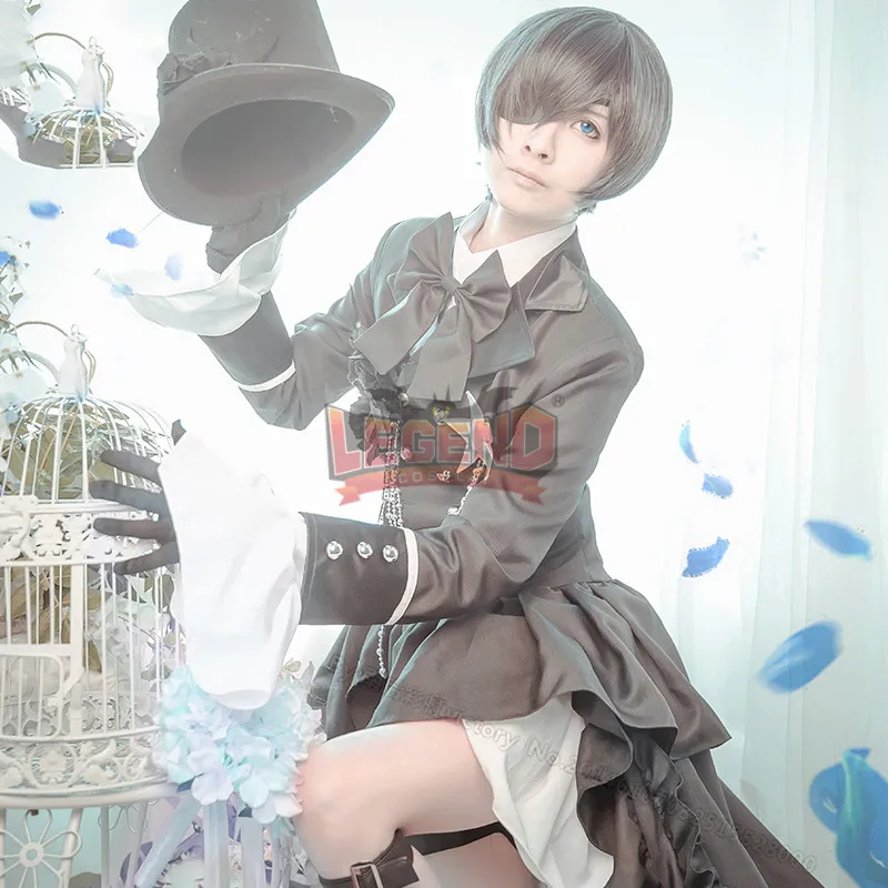 Cospalylegend Аниме kuroshitsuji черный бултер Небесный Phantomhive косплей костюм наряд с шляпой