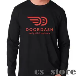 Черная футболка с длинными рукавами и логотипом Doordash, Размеры S до 2XL