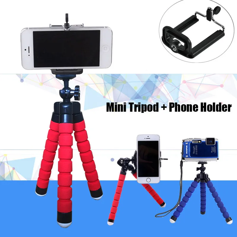 

Mini Tripod Portable Flexible Sponge Octopus Self Stick Stand Mount With Phone Holder Tripode For Camera Xiaoyi 4K Canon Nikon