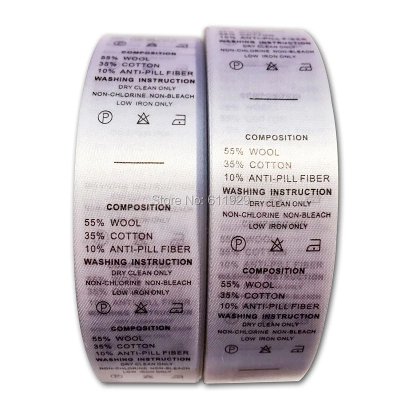 Free shipping 1000 pcs/lot STOCK 55% WOOL care labels/custom clothing silk care labels/garment ...