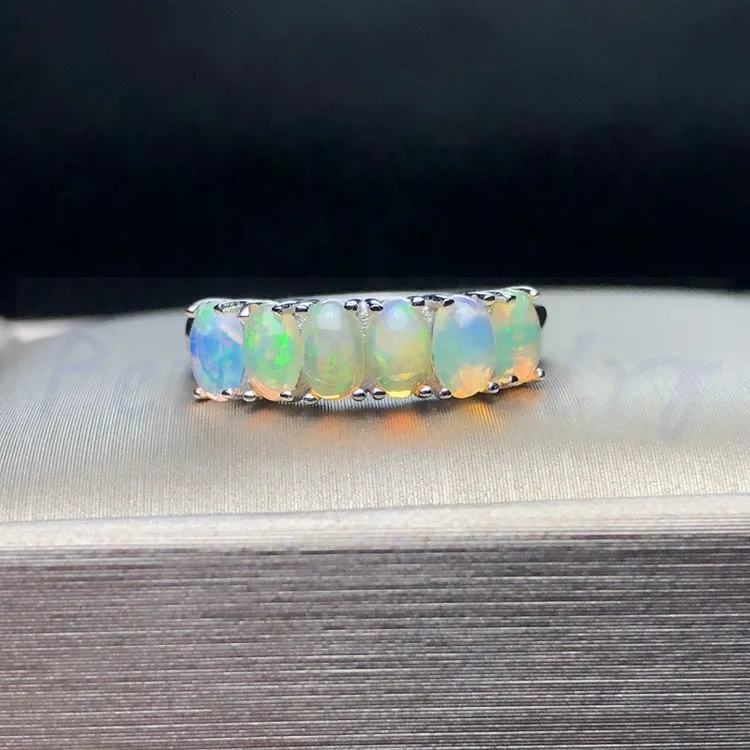 Природный Опал кольцо настоящий opal 925 серебро Handworked кольца Fine jewelry 0.2CT* 6 шт. Самоцветы#16102536