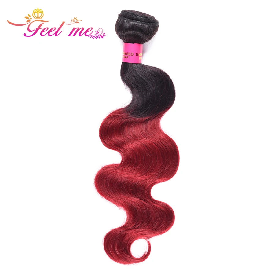 Feel Me Hair Peruvian Body Wave Bundles Hair Weave Ombre Human Hair Extensions One Bundle 1b/burgundy red Hair Non-remy Feel Me Hair Peruvian Body Wave Bundles Hair Weave Ombre Human Hair Extensions One Bundle 1b/burgundy red Hair Non-remy