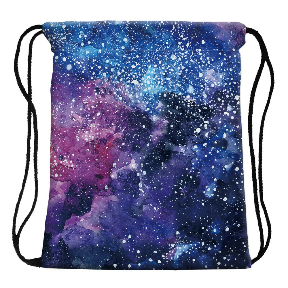 FCCEXIO New 2PCS Drawstring Bags 3D Printed Starry Sky Fashion Schoolbags Travel Bag School Backpack Street Shoulder Bags
