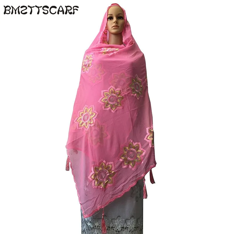 Африканские шарфы, мусульманский женский шарф с кисточками большой шифоновый шарф BM359 - Цвет: BM360 9