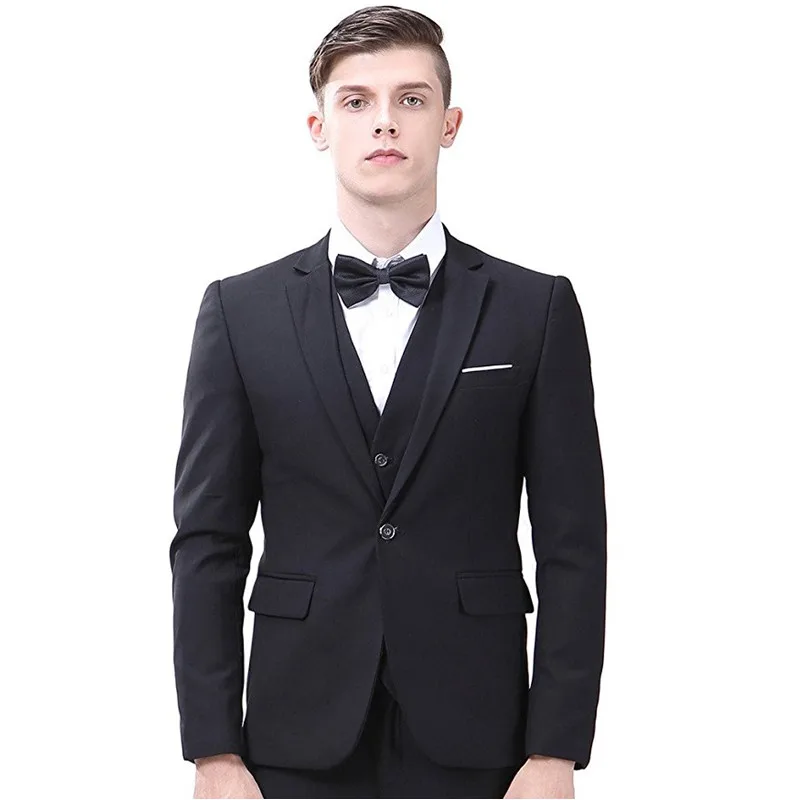 

Custom Made Men's Suit 3 Piece Single Breasted Slim Fit Dress Suit Jackets Vest Groomsmen Wedding Suits (Jacket+Pants+Vest)RT332