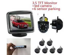 Автомобиль видео 6/8 sensorparking обратный радар Системы + ночного видения камера заднего вида + 3.5 TFT ЖК-дисплей монитор видео Датчик парковки