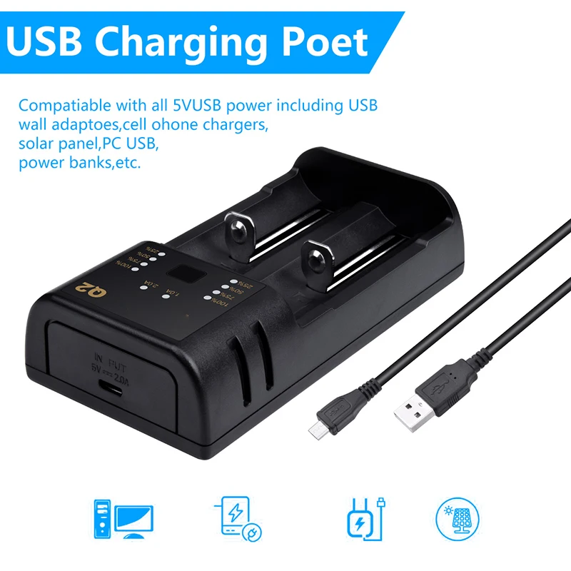 Thbelieve 18650 Battery Charger 2 Slots Smart LED Baterie Chargers AAAAA 1.2V NICDNIHM 2665018500 3.7V-4.2V Batery Chargeur (3)