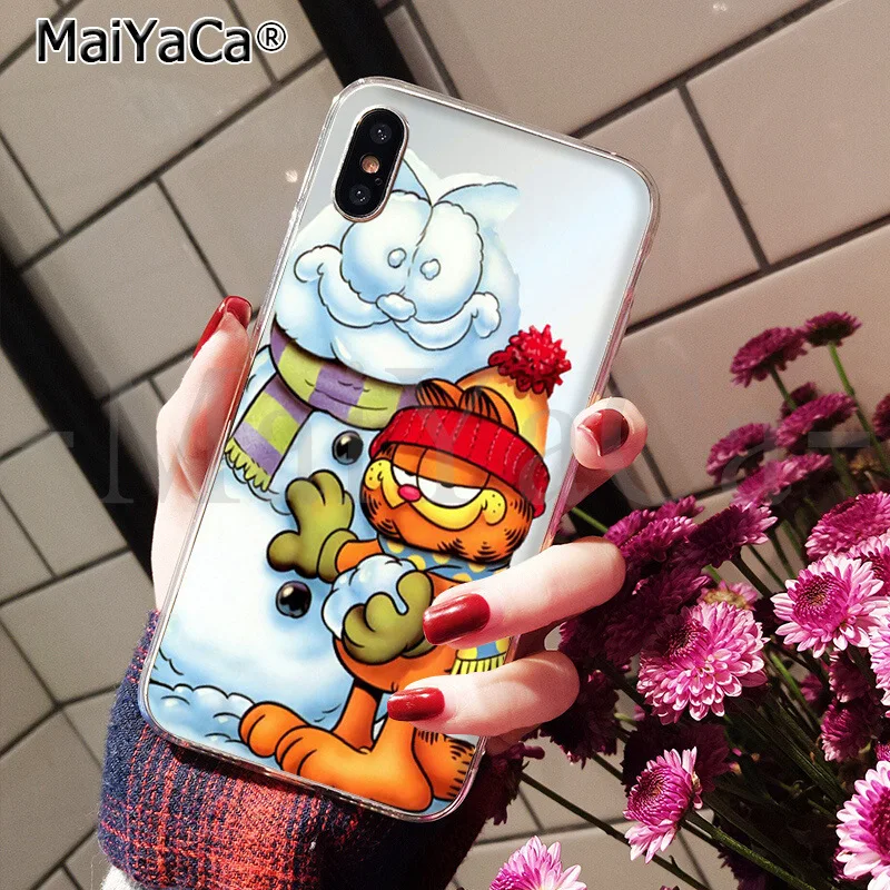 Мягкий силиконовый чехол для телефона из ТПУ MaiYaCa Garfield cat для Apple iPhone 8 7 6 6S Plus X XS MAX 5 5S SE XR