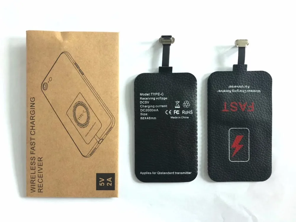 Универсальный Высококачественный кожаный QI беспроводной приемник type C беспроводной адаптер для Androis/IOS для iphone 5 6 7