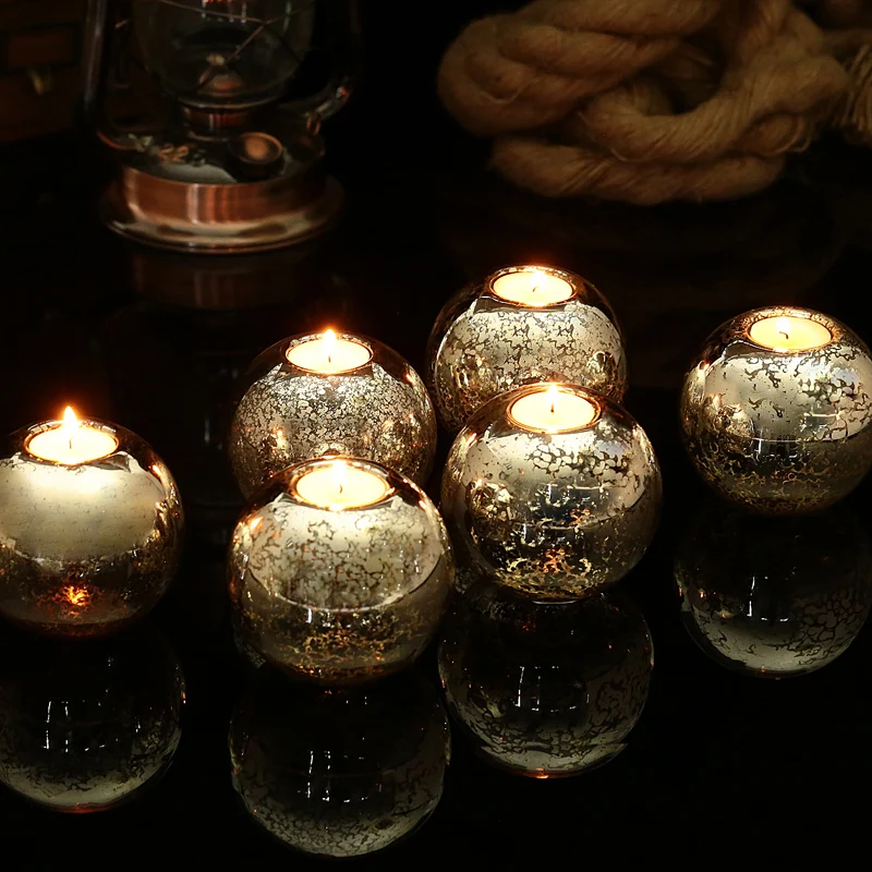 

Event Party Wedding Candle Holdes Mercuy Round Ball Tealight Holders Festival Valentine Dinner Candlestick Home decor x 30