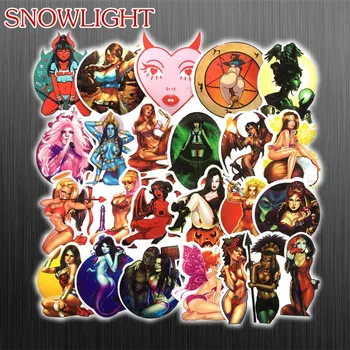 

70Pcs/lot Devil Witch Beauty Sexy Girl Graffiti Sticker Luggage Trolley Movie Graffiti Halle Helmet Decal Anime Cartoon Stickers