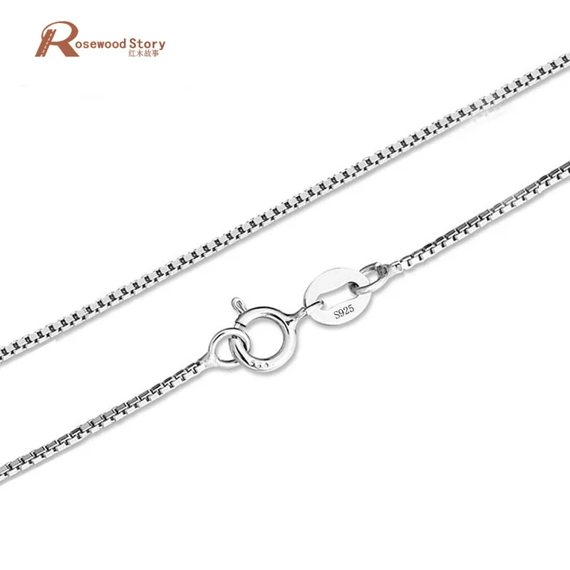 

Charming Real 925 Sterling Silver Slim Box Chain Necklace Womens Mens Kids 40/45/cm Fashion Jewelry kolye collares