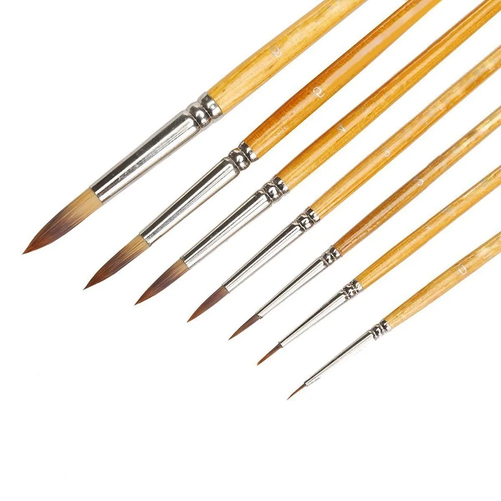 MEEDEN Artist Round Pointed Paint Brush Set Short Handle for Watercolor