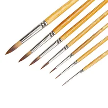 MEEDEN Художник Круглый Указал Paint Brush Set Короткой Ручкой для Акварель Акриловая Живопись Маслом Ручной Работы Нейлон Волос, 7 Шт.