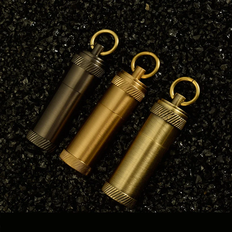

Mini Compact Kerosene Lighter Outdoor Survival Key Chain Capsule Lighter Pocket Mini Wheel Lighter(without Kerosene)