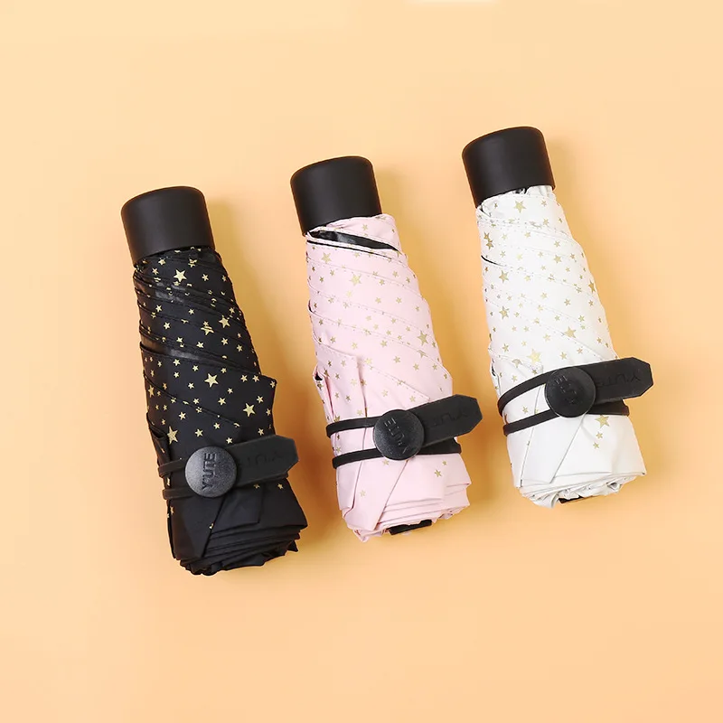 YADA Fashion Mini Fold Star Umbrella For Women Men Pocket Umbrella Rainy UV Small Waterproof Star Sky Umbrellas Parasol YD174