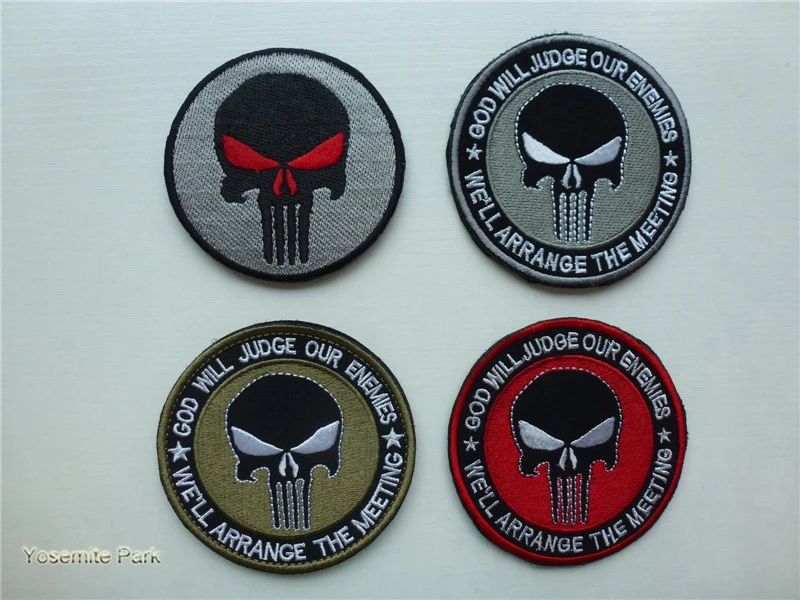 Morale Patches embroidered Military Hook&loop patch punisher skull