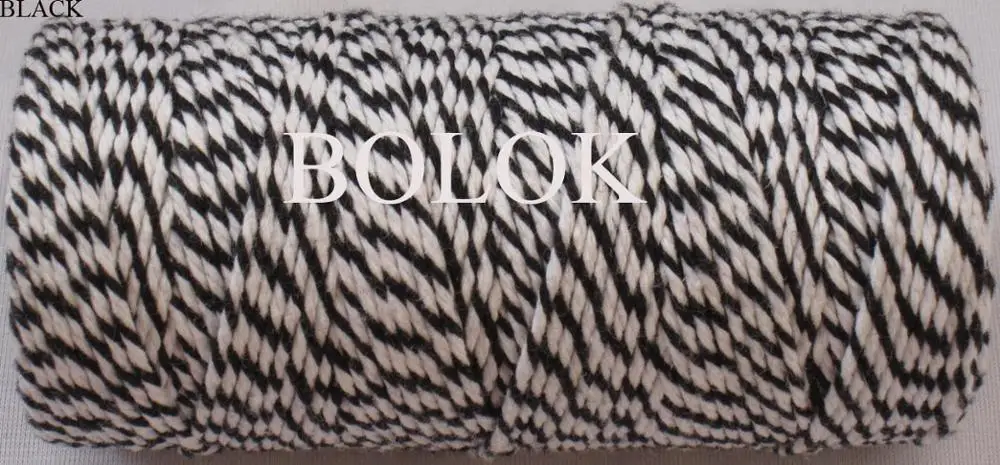 black 1 piece(110yards) 19 kinds color choose double color Cotton Baker twine(dia.: 2mm for gift packing, cotton twine 12ply BY EMS - Цвет: black