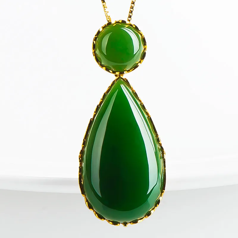 

Eollar colgante Emerald necklace pendants fine jewelry choker diopside Fashion pingente esmeralda necklace Ciondolo della giada