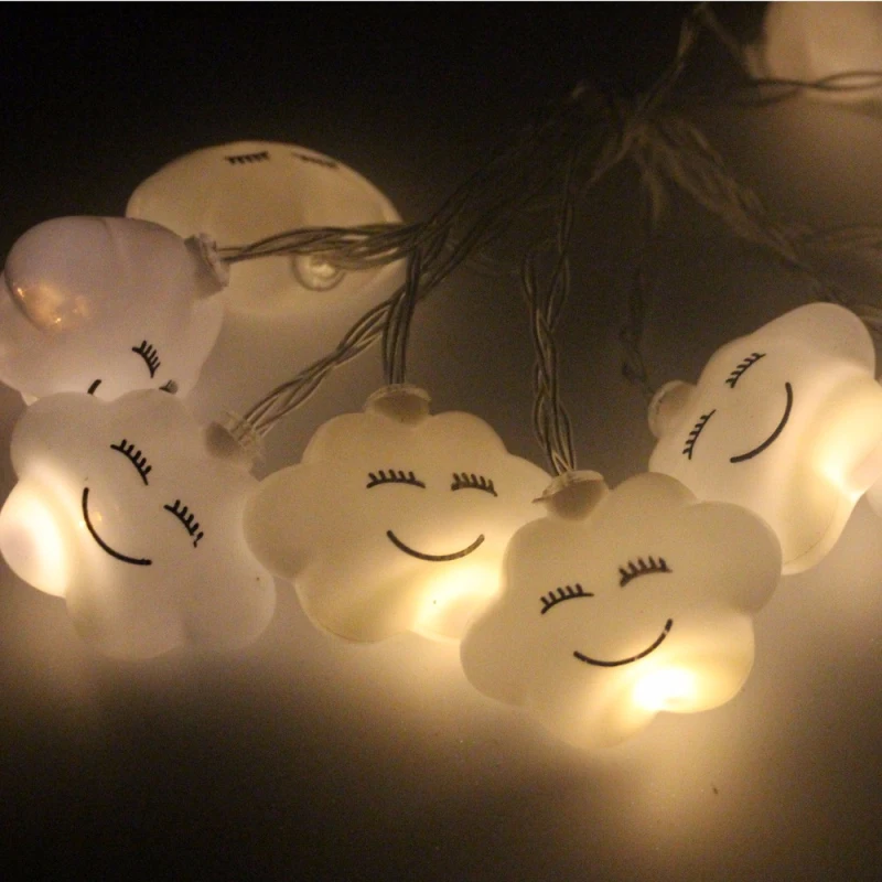 Fast-Shipping-1-5M-10-LED-White-Cloud-Shape-String-Lights-for-Xmas-Garland-Wedding-Decoration