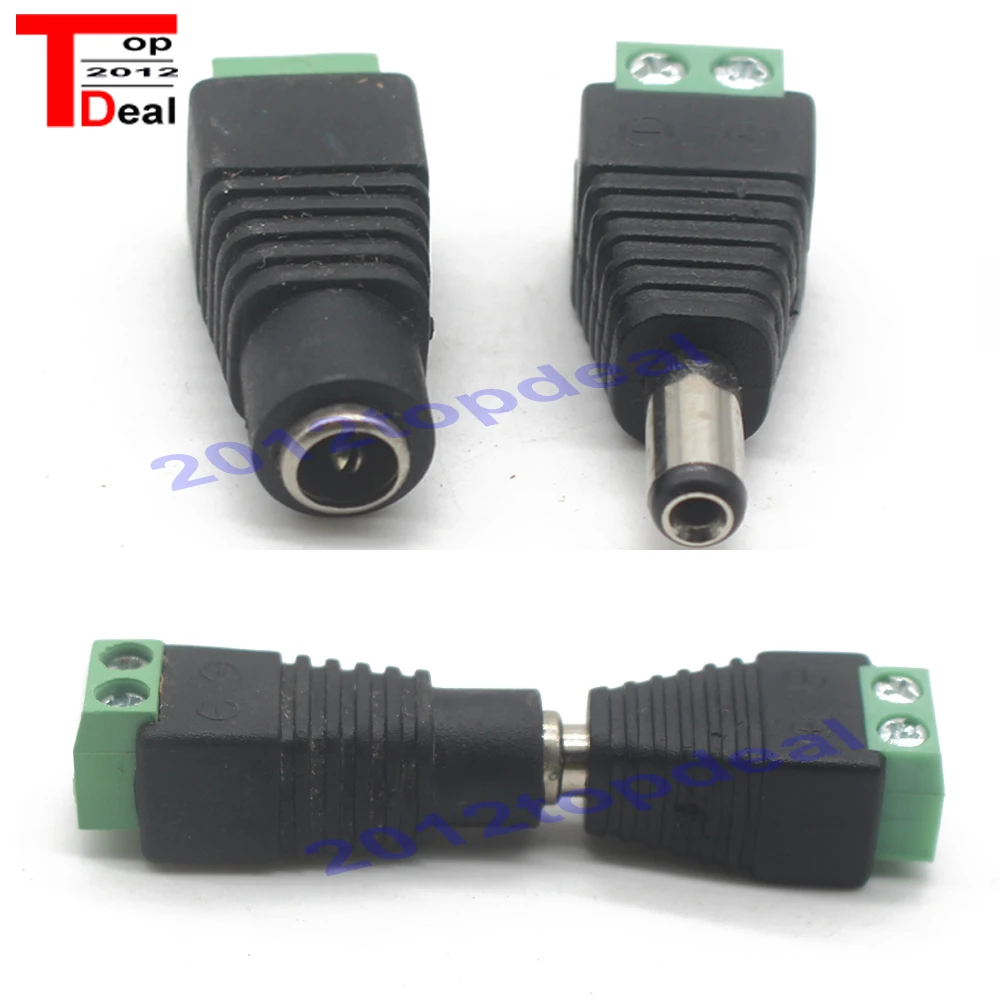 

DC12V 5pcs Male + 5pcs Female 2.1x5.5MM DC Power Plug Jack Adapter Connector Plug for CCTV Single Color LED Strip Light