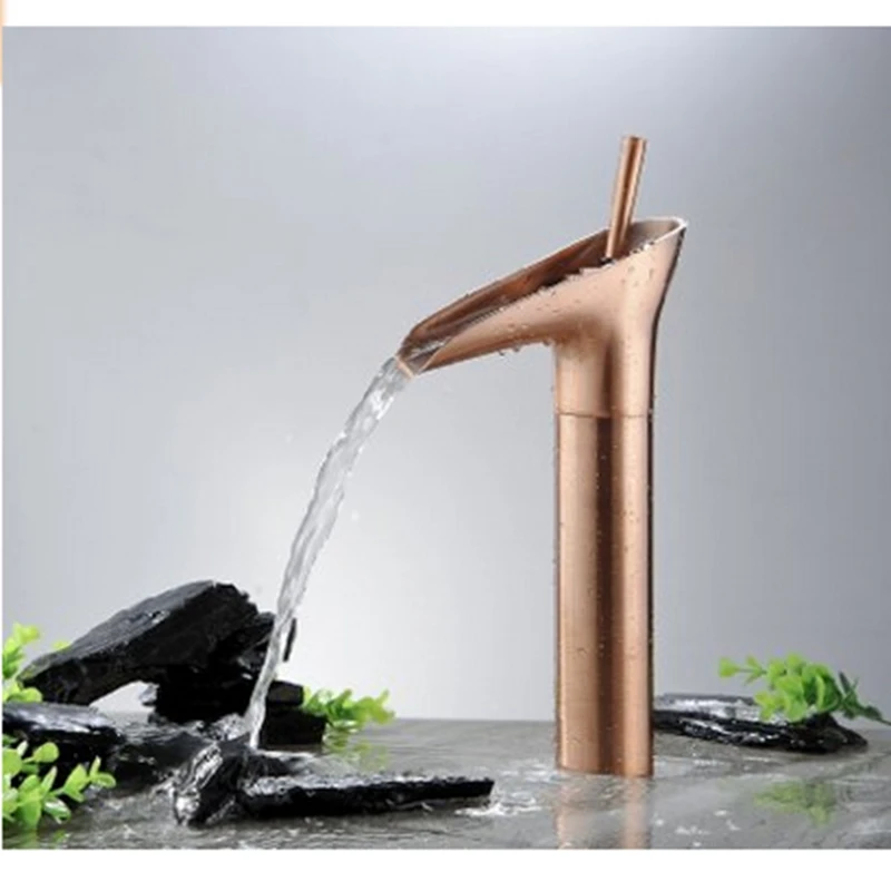 

Uythner Antique Copper Waterfall Bathroom Basin Faucet Single Handle Hole Sink Mixer Tap