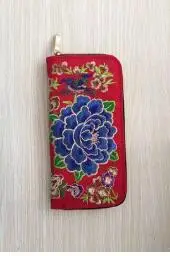 Kopen 2018 Frans G Folk stijl tassen feature Rits Portemonnee Portemonnee geborduurde dame multi card handtas