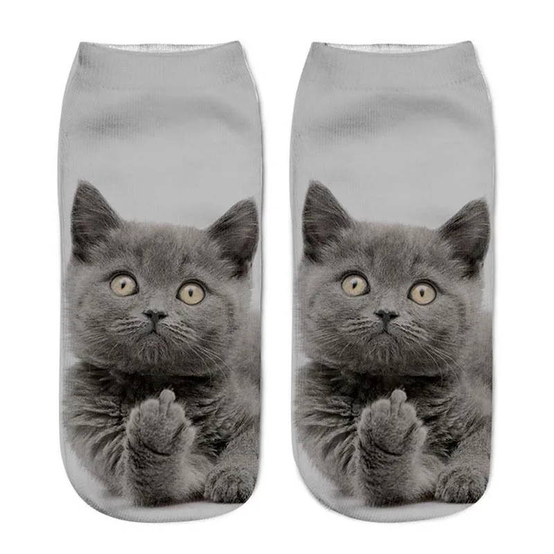 

1Pair Women Sport Socks 3D Print Cat Unisex Low Cut Ankle Socks Sports Cycling Sock
