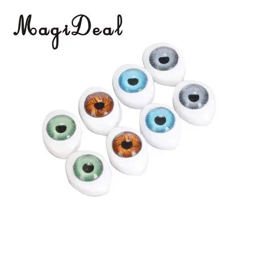 MagiDeal Plastic 4 Color 8Pcs Oval Hollow Back Plastic Eyes for Doll Mask Animal Puppets DIY Craft Toys 5mm