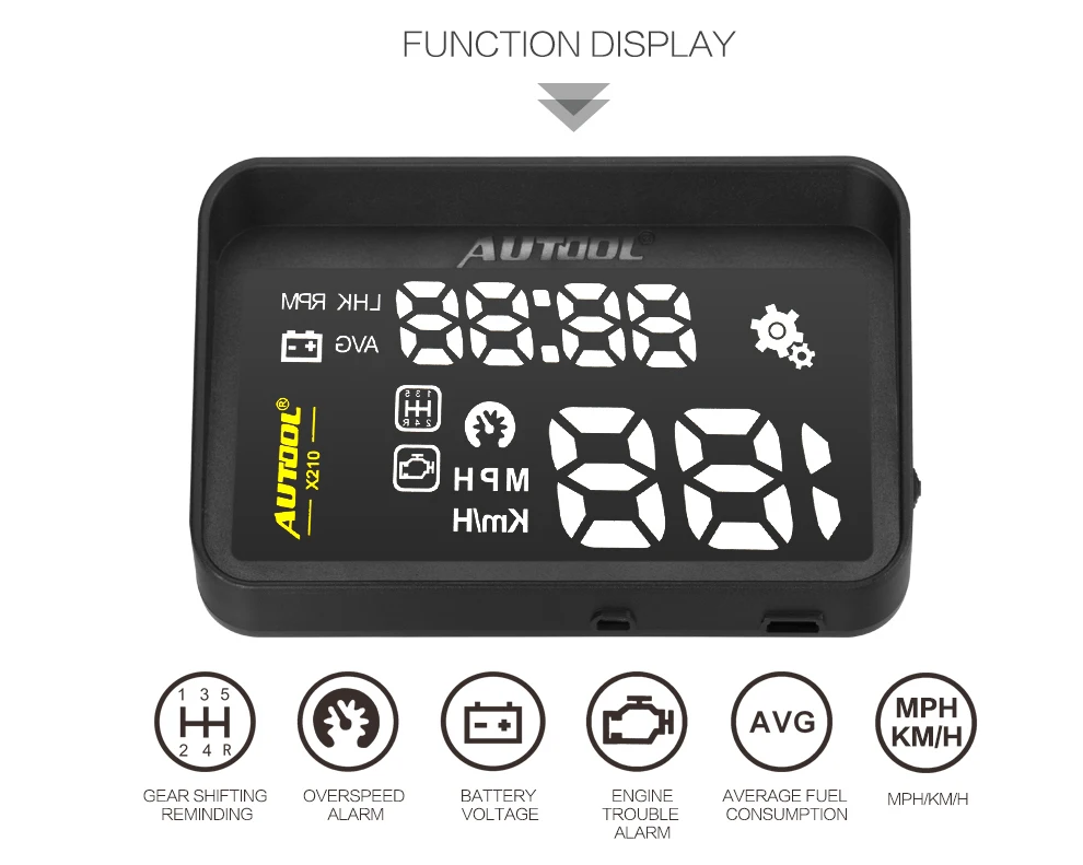 AUTOOL X210 HUD Автомобильный дисплей на лобовое стекло проектор Многофункциональный цифровой измеритель для большинства транспортных средств