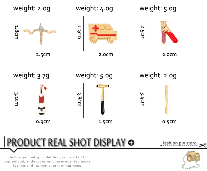 Медицинская булавка значок медсестры пробирка рефлекторный молоток шприц скорая помощь кровяное давление Ларингоскоп скальпель микроскоп брошь