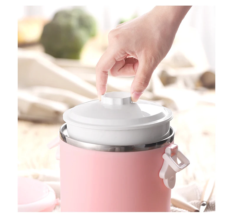 Stainless Steel Lunch Box Bento Round 1800ml With Handle Portable Health Design Eco-Friendly Thermal Insulation  (12)