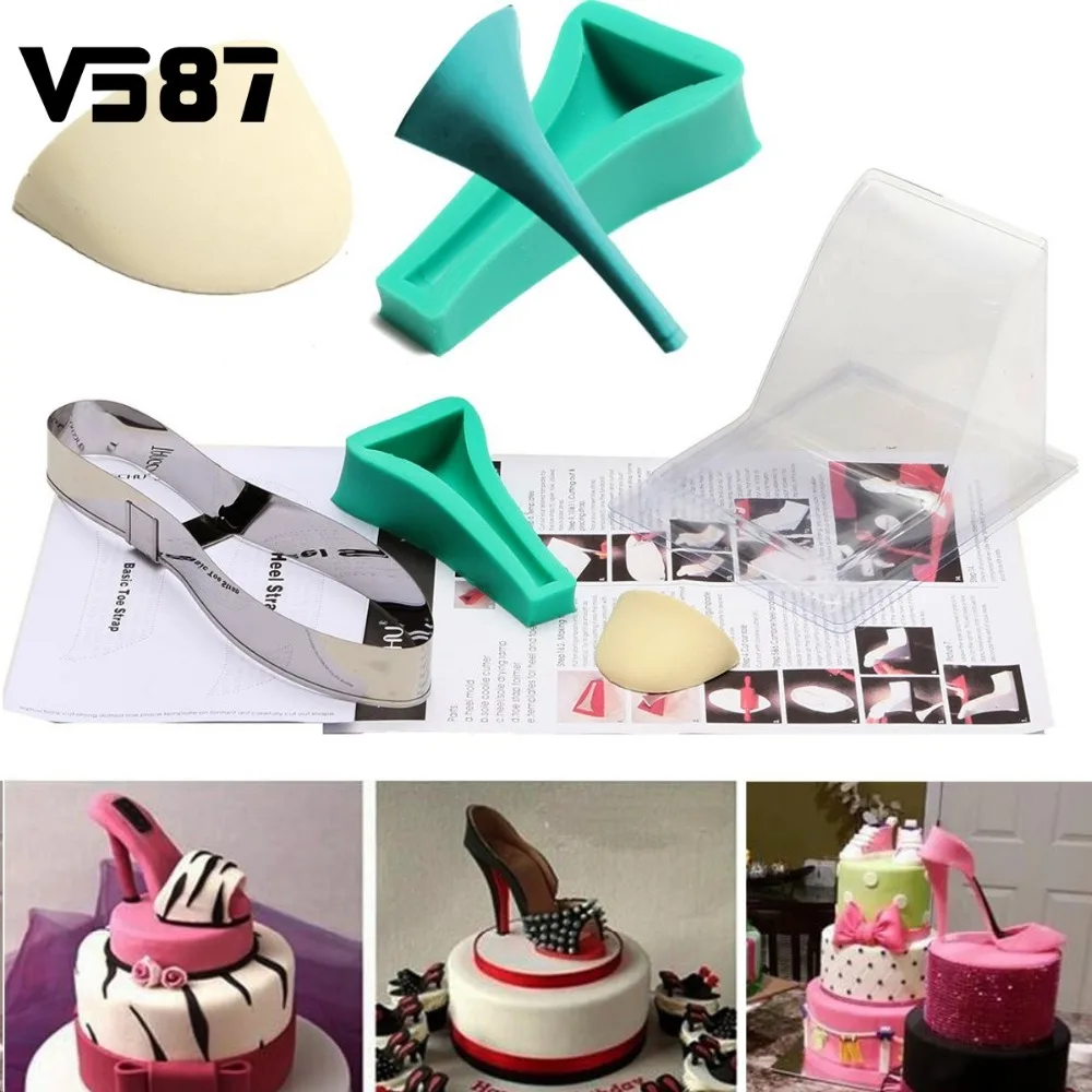 Fondant Cake 3D Silicone Stilleto High Heel Mould Lady Shoe Mold For