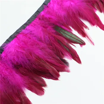 

10yards 5-6 inch hot pink Rooster Tail Feather Fringe Coque rooster feather trimming dance dress carnival costume DIY making