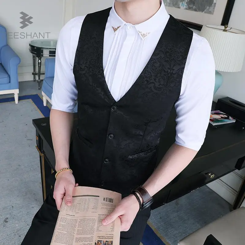 Для мужчин S костюм жилет мужской Британский Свадебный Slim Fit Мужчин Платье