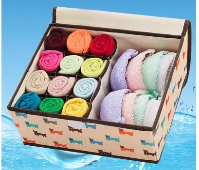 

New to Folding 13-17 Grid Bag Non-Woven Fabric without cover Storage Box for bra underwear necktie socks scarves Organizer