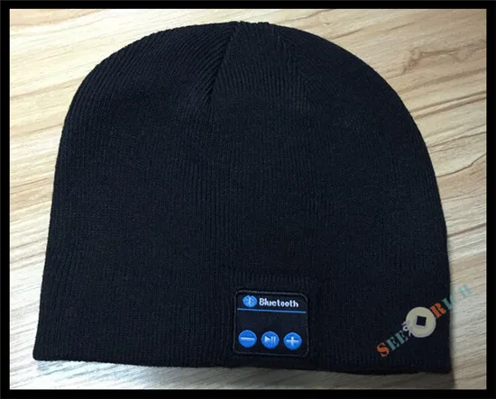 10 p! Беспроводной Bluetooth 4,2 Beanie для мальчиков и девочек, мужчин и женщин, вязаная зимняя шапка для наушников, ручной Mp3 микрофон, волшебная музыка, умная шапка+ подарочная коробка - Цвет: Черный