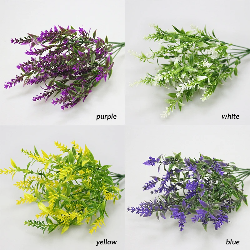 JAROWN Artificial Plants Fake Plastic Lavender 7 Branch Simulation Plastic Flower Bouquet For Wedding Home Party Decoration (2)