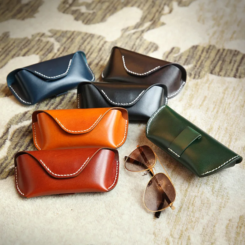 

Vintage Fashion New Genuine Leather Material Buckle Eyeglasses Bag Eyeglasses Box Sunglasses for Men Women Black Brown BR5114