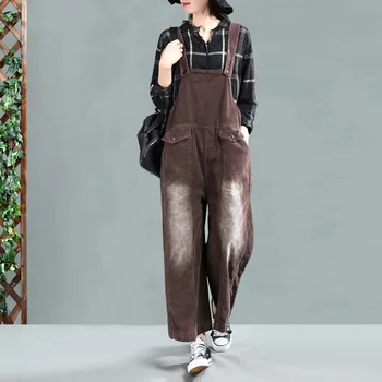 

Overall new 2019 suspenders cotton corduroy jumpsuits leisure 2 color restoring ancient ways fashion