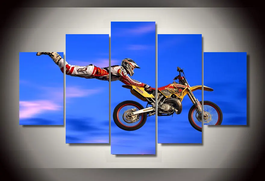 Promotion Canvas Painting Motocross Jumps Wall Pictures For Living Room
