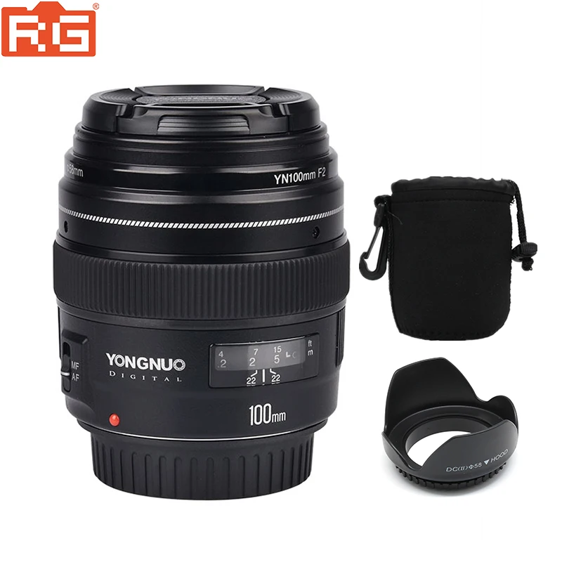 Yongnuo yn100mm f2 YN 100mm f2/c médio telefoto prime lente para canon ...