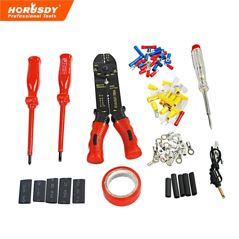 

HORUSDY 82 PC Professional Cable Wire Stripper & Crimping Crimper Plier Crimping Terminal Electrical