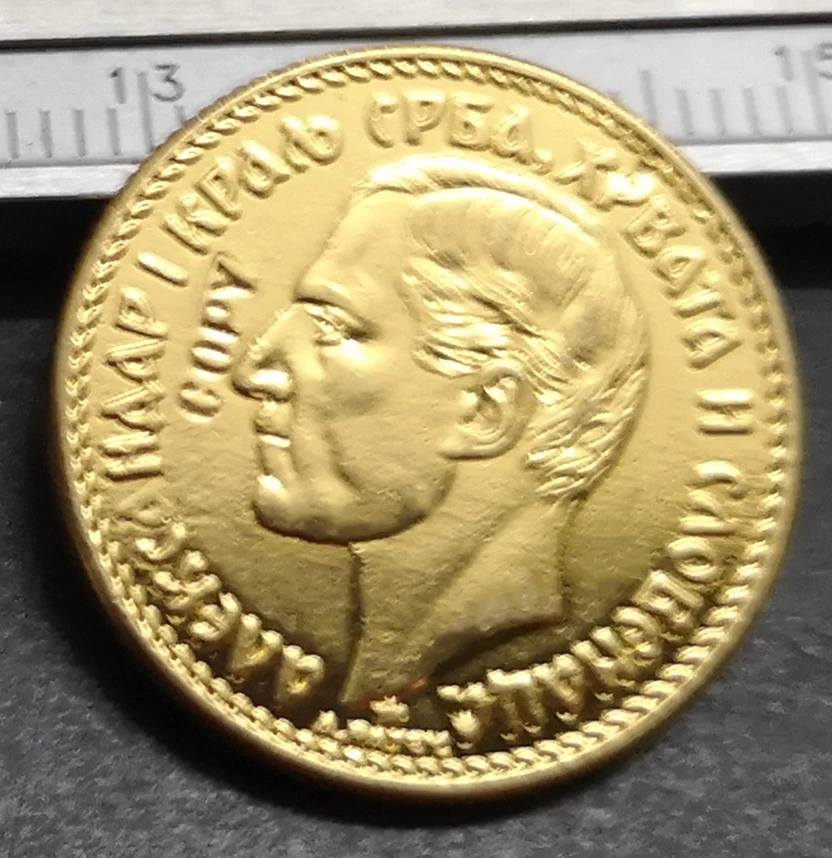 

1925 Yugoslavia20 Dinara-Alexandar I Gold Copy Rare coin 21mm