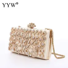Элегантный бриллиантовый вечерний клатч для женщин со стразами свадебный кристалл кошелек сумки Золотые сумки через плечо для женщин кошелек черный