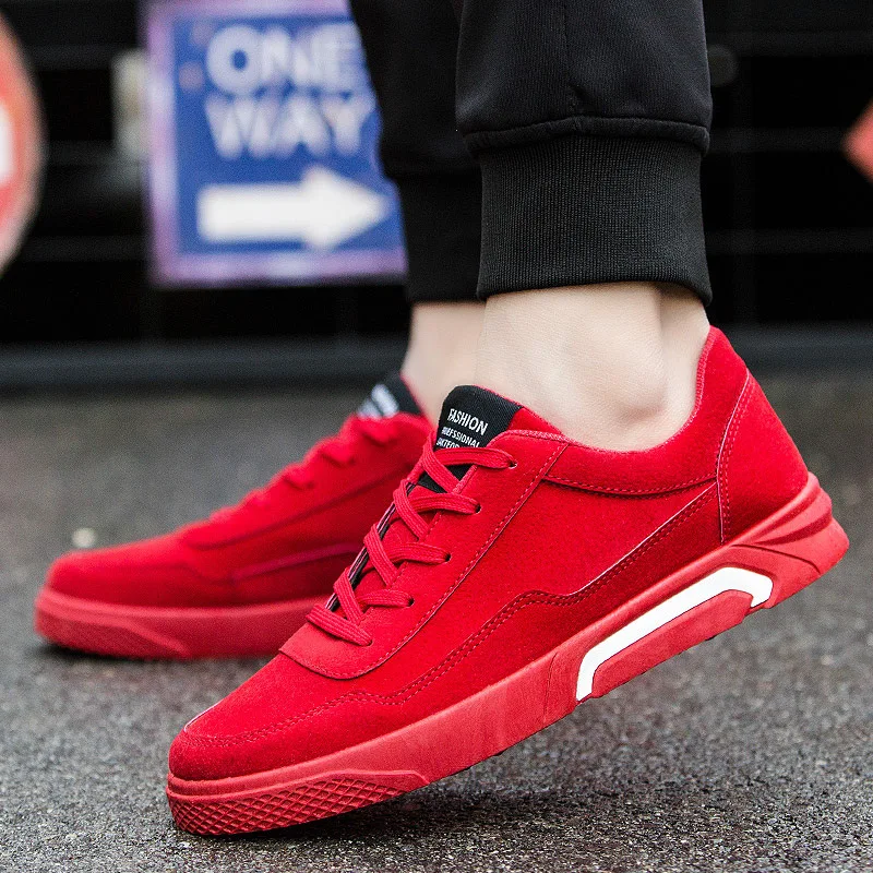 

2018 men's Casual shoes New Solid breathable fashion canvas sneakers red sandals