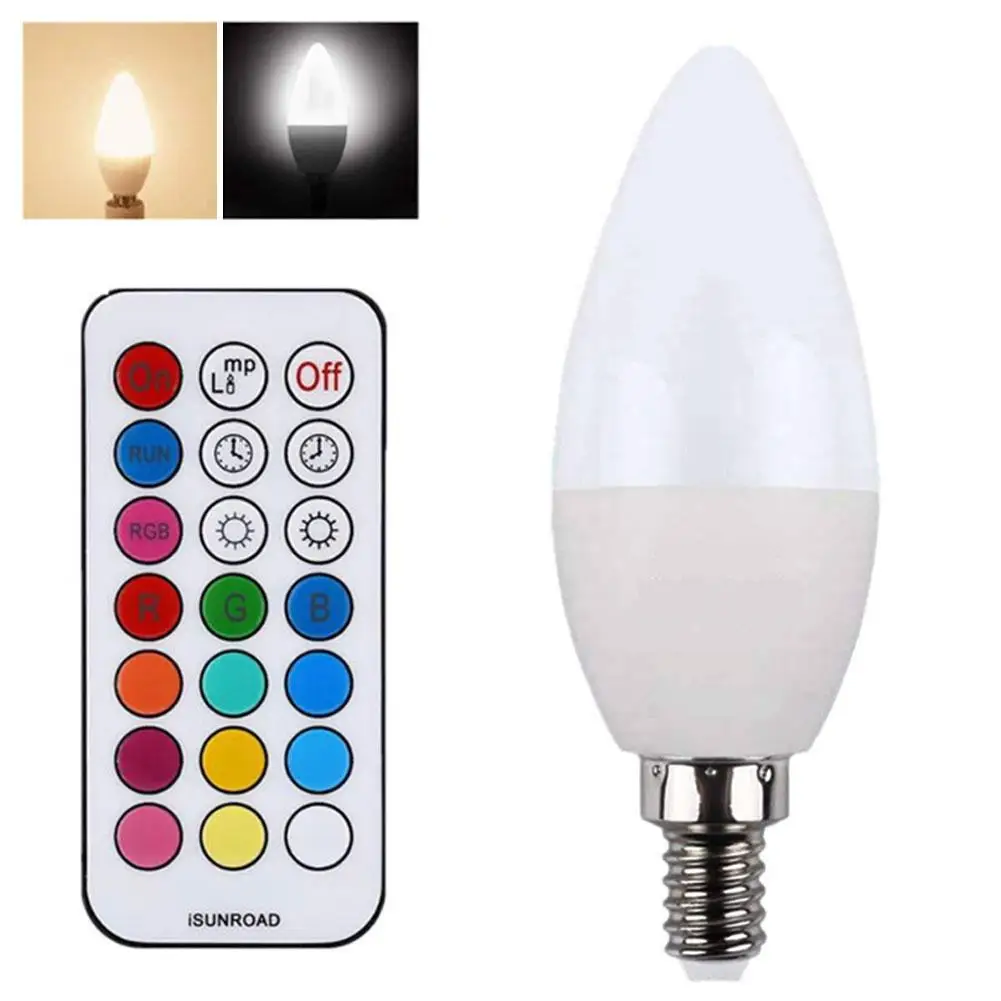 Горячая Распродажа 3W E27/E14/E12/B22 RGB светодиодный светильник для свечи с пультом