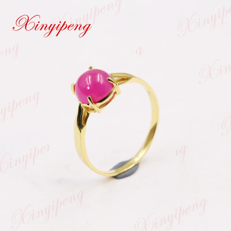 Xinyipeng18K желтого золота инкрустированные натуральный рубин кольцо стиль красивые женские модели
