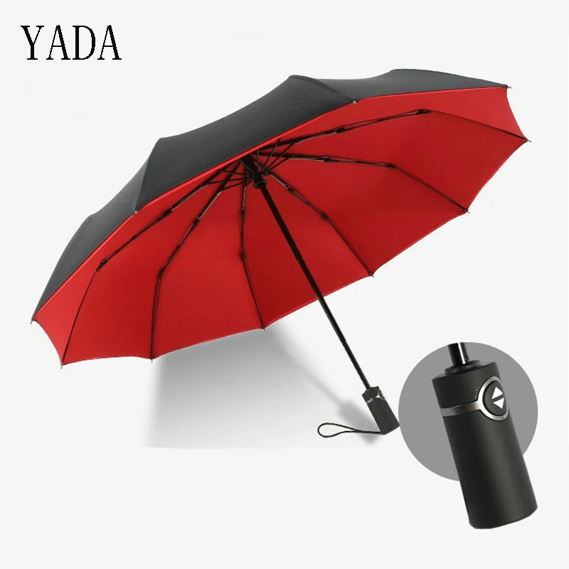 

Однотонный высококачественный двухслойный зонт YADA, женский Автоматический Зонт от дождя для женщин, ветрозащитные складные зонты с УФ-защи...